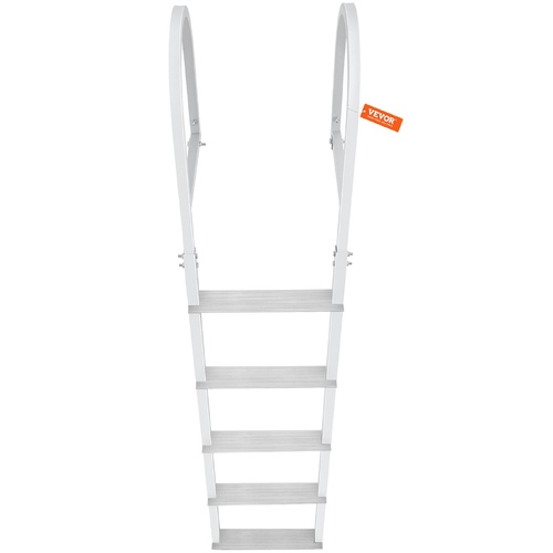 VEVOR Dock Ladder, Removable 5 Steps, 227 kgs Load Capacity, Aluminum Alloy Pontoon Boat Ladder with 3.1'' Wide Step & Nonslip Rubber Mat, Easy to Ins