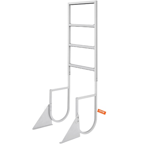 VEVOR Dock Ladder, Flip-Up 4 Steps, 159 kg Load Capacity, Aluminum Alloy Pontoon Boat Ladder with 50.8 mm Wide Step & Nonslip Rubber Mat, Easy to Inst