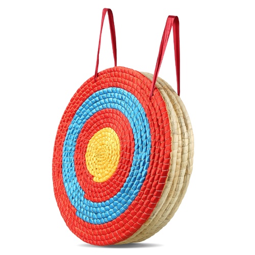 VEVOR Archery Target, 5 Layers 20" Arrow Target, Traditional Solid Straw Round Archery Target Shooting Bow, Hand-Made Arrows Target, Coloured Rope Tar