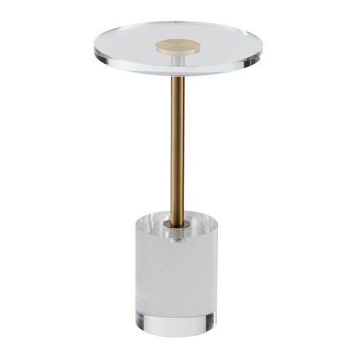 VEVOR Clear Acrylic End Table, Acrylic Side Table with a Solid Base, 11.9 x 11.9 inch Round Tabletop, 21.4 inch High, for Coffee, Drink, Food, Snack u