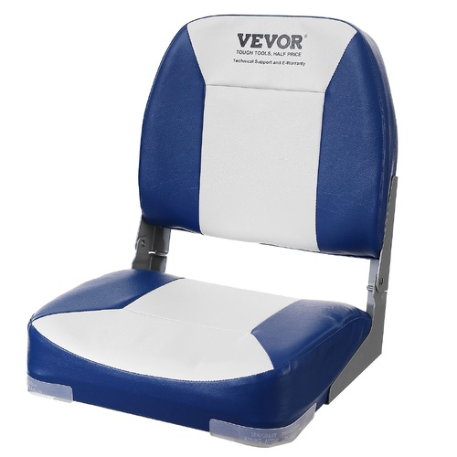 VEVOR Boat Seat, 480 mm Low Back Boat Seat, Folding Boat Chair with Thickened Sponge Padding and Hinge, Fold-Down Boat Captain Chair for Fishing Boat,