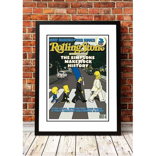 The Simpsons 'Abbey Rd' Rolling Stone Magazine Cover! - Framed A4