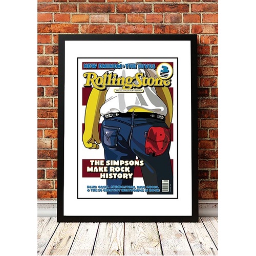 The Simpsons 'Born in the USA' Rolling Stone Magazine Cover! - Framed A4