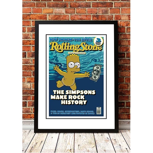 The Simpsons 'Nevermind' Rolling Stone Magazine Cover! - Framed A3
