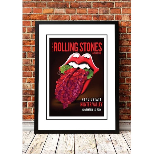 The Rolling Stones 'Hunter Valley'  Australia Concert Poster 2014 - Framed A3