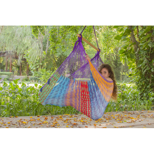 Mayan Legacy Extra Large Outdoor Cotton Mexican Hammock Chair in Colorina Colour