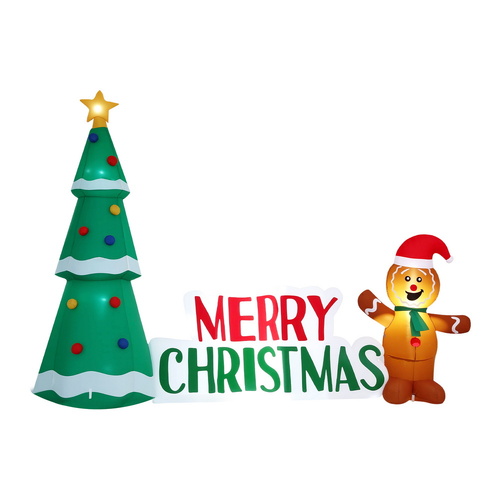 Jingle Jollys Christmas Inflatable Gingerbread Man 1.5M Height LED Decorations Illuminated