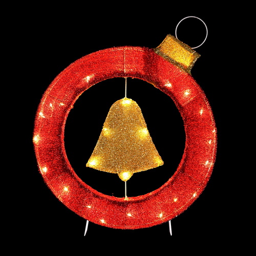 Jingle Jollys Christmas Lights 60cm Motif 30 LED Bell Wreath Xmas Decorations