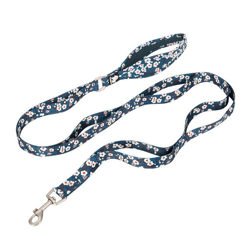 Floral Multi Handle Dog Lead - Blue, L - Model-3AD129