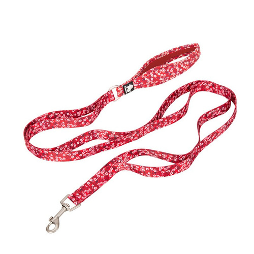 Floral Multi Handle Dog Lead - Red, M - Model-60EF6D