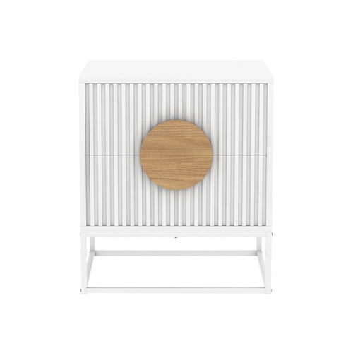 Sarantino Silvia Bedside Table with 2 Drawers - White