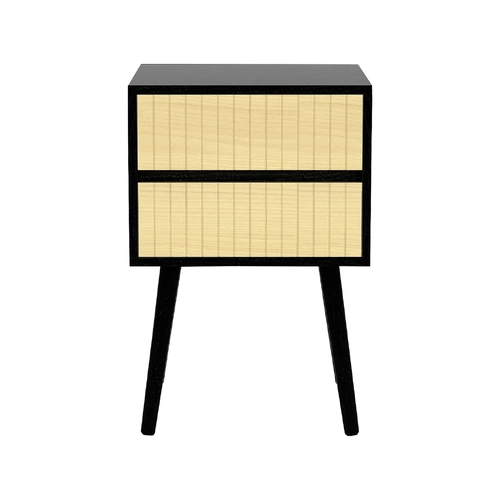 Sarantino Ivan Bedside Table Night Stand - Black/Natural