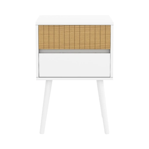 Sarantino Clio Bedside Table Night Stand - White/Natural