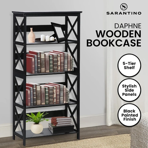 Sarantino Daphne 5-Tier Cross Panel Bookshelf