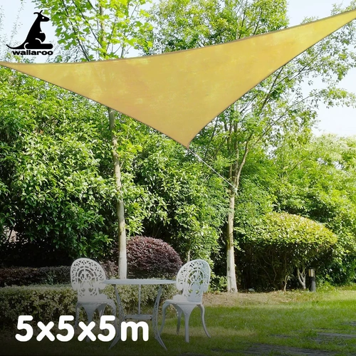 Wallaroo Waterproof 160GSM Outdoor Sun Shade Sail Canopy 5m Triangle